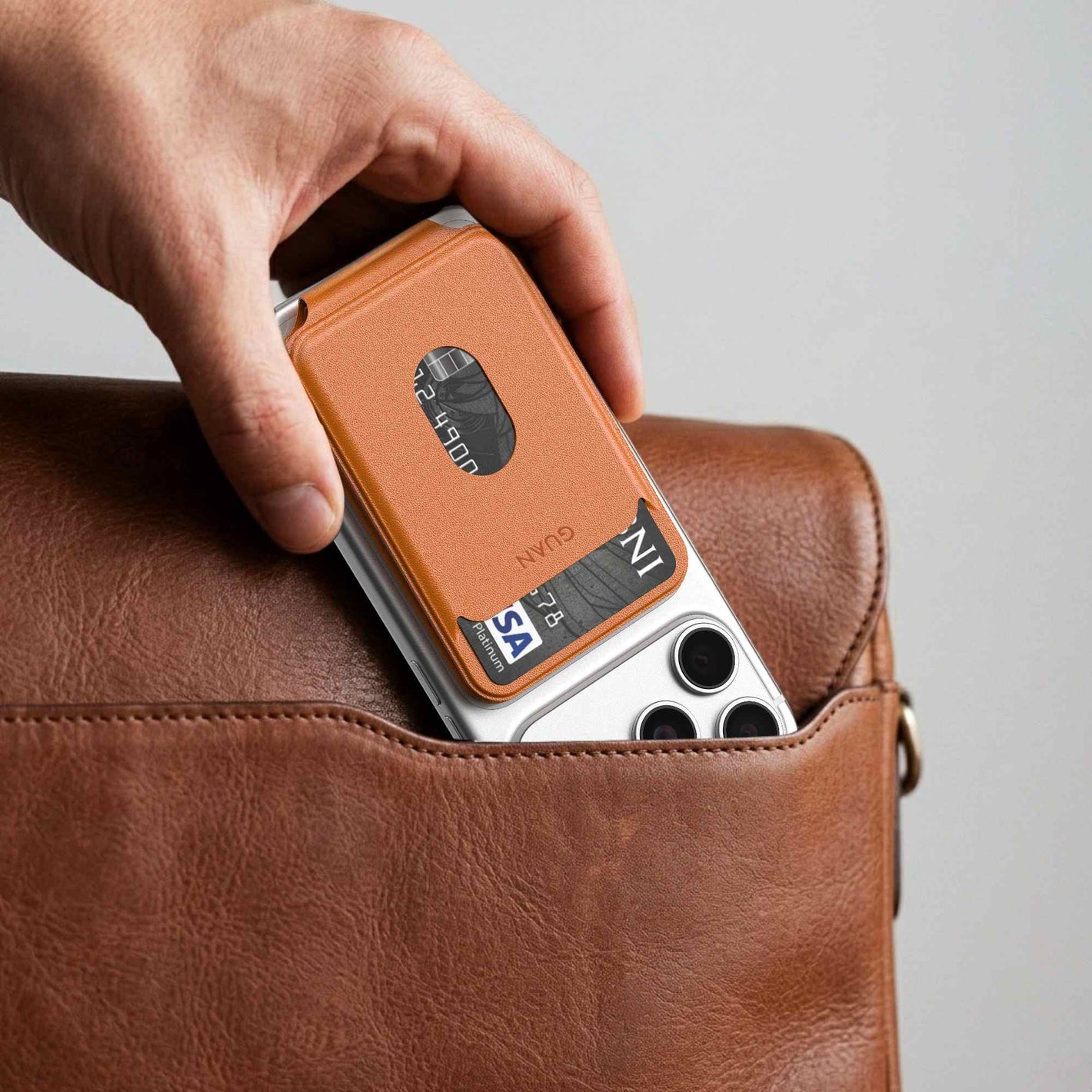 Portable Magnetic card holder with 3 cards